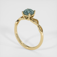 1.53 Ct. Bluish Green Sapphire Ring, 18K Yellow Gold 2