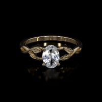 0.92 Ct. White Sapphire Ring, 18K Yellow Gold 1