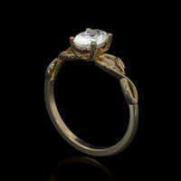 0.92 Ct. White Sapphire Ring, 18K Yellow Gold 2