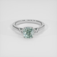 1.93 Ct. Bluish Green Sapphire Ring, Platinum 950 1