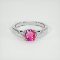 1.23 Ct. Pink Sapphire Ring, 18K White Gold 1