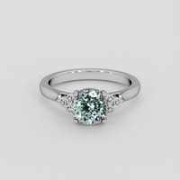 2.05 Ct. Greenish Blue Sapphire Ring, 18K White Gold 1