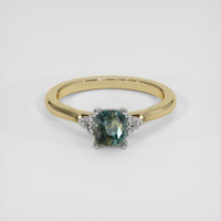 0.97 Ct. Bluish Green Sapphire Ring, 18K White & Yellow 1