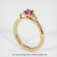 0.47 Ct. Pink Sapphire Ring, 18K Yellow Gold 2