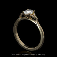0.70 Ct. White Sapphire Ring, 18K Yellow Gold 2