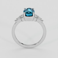 3.55 Ct. Greenish Blue Zircon Ring, Platinum 950 3