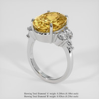 8.89 Ct. Yellow Citrine Ring, Platinum 950 2