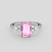 2.54 Ct. Padparadscha Sapphire Ring, Platinum 950 1