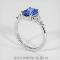 2.58 Ct. Blue Sapphire Ring, Platinum 950 2