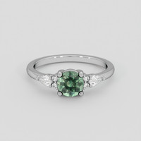 1.01 Ct. Bluish Green Sapphire Ring, Platinum 950 1