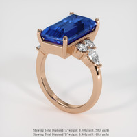 9.37 Ct. Blue Sapphire Ring, 14K Rose Gold 2