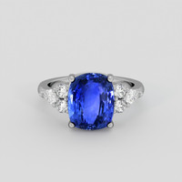 3.87 Ct. Blue Sapphire Ring, 10K White Gold 1