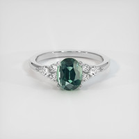2.03 Ct. Bluish Green Sapphire Ring, 10K White Gold 1