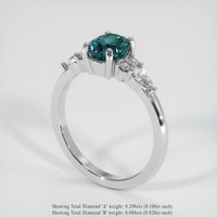 1.19 Ct. Greenish Blue Sapphire Ring, 10K White Gold 2