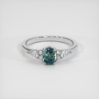 0.62 Ct. Greenish Blue Sapphire Ring, 10K White Gold 1