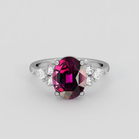 3.00 Ct. Purplish Pink Garnet Ring, 14K White Gold 1