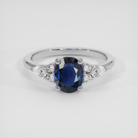 1.25 Ct. Blue Sapphire Ring, 14K White Gold 1