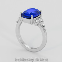 3.87 Ct. Blue Sapphire Ring, 14K White Gold 2
