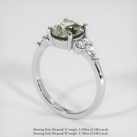 2.38 Ct. Green Sapphire Ring, 14K White Gold 2
