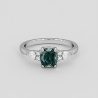 1.55 Ct. Bluish Green Sapphire Ring, 14K White Gold 1