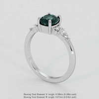 1.55 Ct. Bluish Green Sapphire Ring, 14K White Gold 2