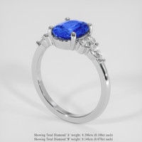 2.00 Ct. Blue Sapphire Ring, 14K White Gold 2