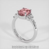 3.03 Ct. Pinkish Brown Sapphire Ring, 14K White Gold 2