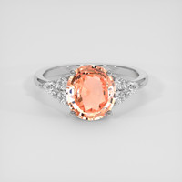 3.00 Ct. Padparadscha Sapphire Ring, 14K White Gold 1