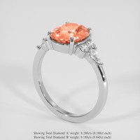 3.00 Ct. Padparadscha Sapphire Ring, 14K White Gold 2