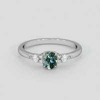 0.80 Ct. Bluish Green Sapphire Ring, 14K White Gold 1