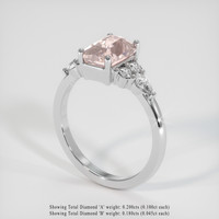 2.57 Ct. Peach Sapphire Ring, 14K White Gold 2