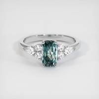 1.26 Ct. Greenish Blue Sapphire Ring, 14K White Gold 1