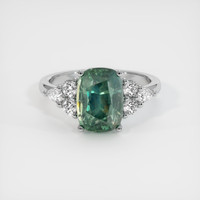 4.50 Ct. Bluish Green Sapphire Ring, 14K White Gold 1