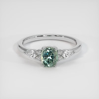 0.70 Ct. Bluish Green Sapphire Ring, 14K White Gold 1