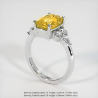 4.38 Ct. Yellow Sapphire Ring, 14K White Gold 2