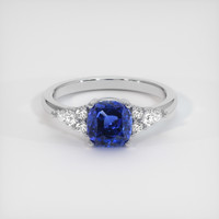 2.04 Ct. Blue Sapphire Ring, 18K White Gold 1