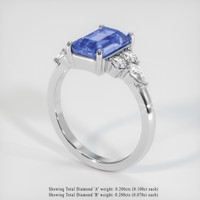 3.04 Ct. Blue Sapphire Ring, 18K White Gold 2