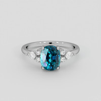 3.55 Ct. Greenish Blue Zircon Ring, 18K White Gold 1