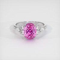4.07 Ct. Pink Sapphire Ring, 18K White Gold 1