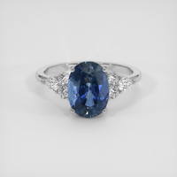 3.48 Ct. Blue Sapphire Ring, 18K White Gold 1