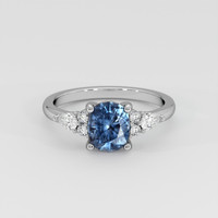 1.53 Ct. Blue Sapphire Ring, 18K White Gold 1