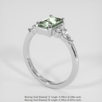 1.17 Ct. Bluish Green Sapphire Ring, 18K White Gold 2