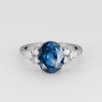 2.64 Ct. Blue Sapphire Ring, 18K White Gold 1