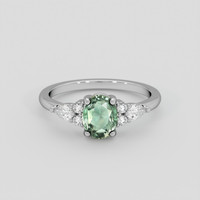 1.19 Ct. Green Sapphire Ring, 18K White Gold 1