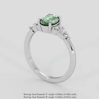 1.19 Ct. Green Sapphire Ring, 18K White Gold 2