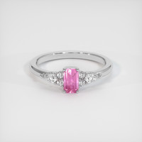 0.55 Ct. Pink Sapphire Ring, 18K White Gold 1