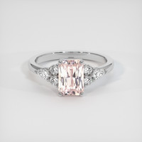 2.57 Ct. Peach Sapphire Ring, 18K White Gold 1
