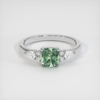 1.21 Ct. Green Sapphire Ring, 18K White Gold 1