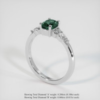 0.80 Ct. Bluish Green Sapphire Ring, 18K White Gold 2