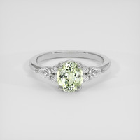 1.44 Ct. Yellowish Green Sapphire Ring, 18K White Gold 1